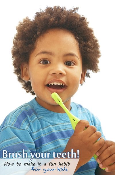 Brush your teeth twice a day children's dental poster