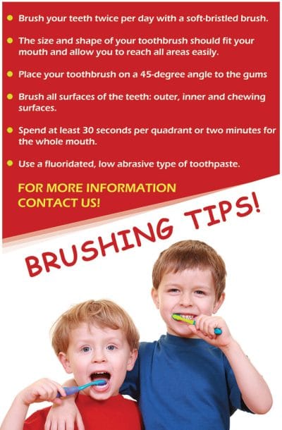 Children learning proper tooth brushing techniques